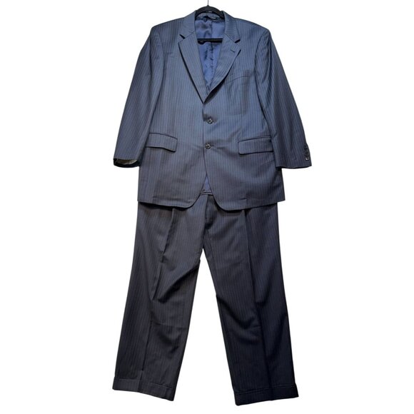 Jos. A. Bank Signature Collection Mens Pinstripe Wool Suit R41Navy Blue - Picture 1 of 16